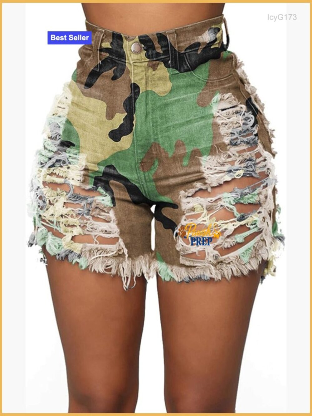 High Waisted Ripped Stretchy Denim Shorts - Casual Summer